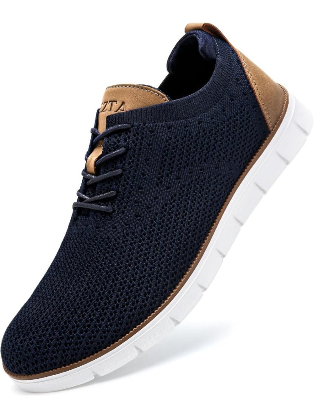 Men Navy Blue Mesh Breathable Lace Up Lightweight Walking Casual Oxfords Sneaker